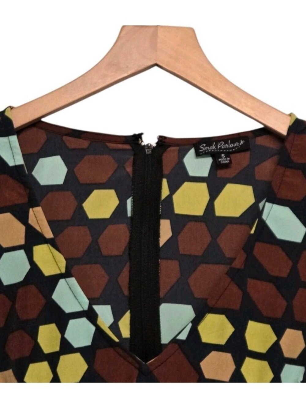 Unique Vintage Smak Parlour Medium Geometric Aura Babydoll Dress Casual Boho - Picture 5 of 9